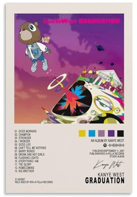 Kanye West Albumcover-Poster, Abschlussposter, Wandkunst, dekoratives Gemälde, Schlafzimmer, Malerei, Poster, 30 x 45 cm, ungerahmter Stil