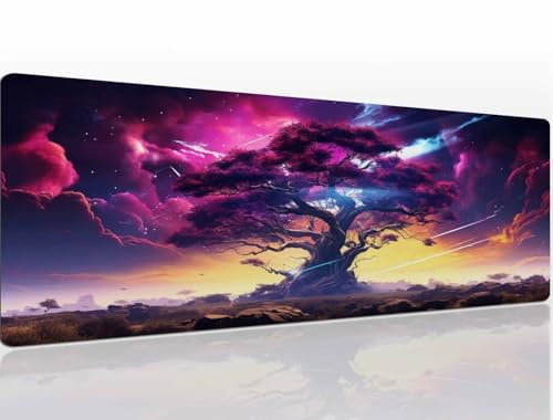 Tapis de Souris Gamer, Tapis de Souris xl 1000x400x4 mm Tree Tapis Souris Antidérapant Étanche, Speed Tapis de Souris Gaming, Mouse Pad Petit Sous Main Bureau Améliore la PréCision et la Vitesse A1394