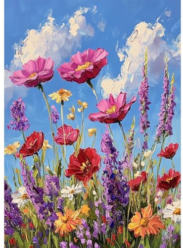 Bowetile 5D DIY Diamond Painting Art Kits Fleurs, Kits de Peinture Diamant Paysages pour Adultes, Tableaux Brodés Strass de Nature pour Débutants, Décoration Murale pour la Maison 30x40 cm