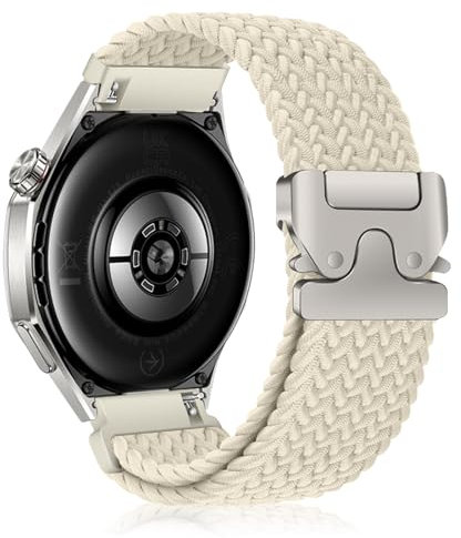 KeHowy 22mm Nylon Bracelet pour Huawei Watch 5 46mm/GT 5/5 Pro/GT4/GT3/GT2/3 Pro/Watch4 (46mm), Hommes et femmes Nouveau Sport Tressé Bracelets pour Huawei Watch 4 Pro 48mm/GT 2Pro/Buds - Starlight