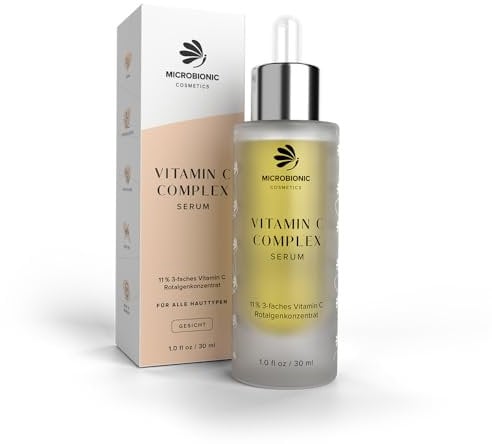 Vitamin C Serum 11% by MICROBIONIC | mit Triple C Complex für täglichen antioxidativen Schutz | unterstützt einen strahlenden Teint & spendet Feuchtigkeit | vegan, parfümfrei & ohne Silikone