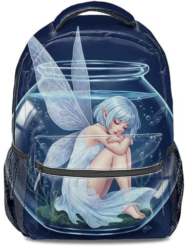 Fish Tank Sprite Anime Backpack Blue Dream Print Shoulder Bag, Student Casual Travel Backpack (style5)