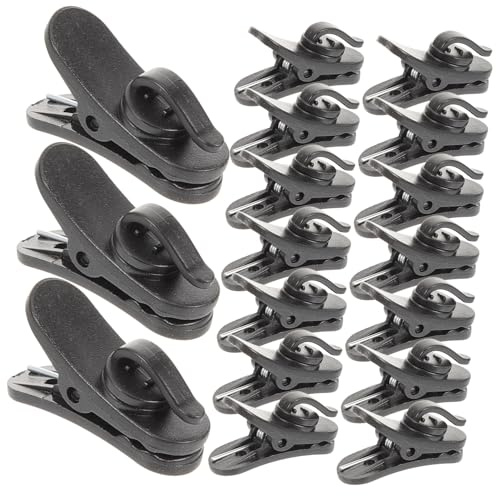 20pcs Lapel Mic Clips Black ABS Clip on Microphone for Cord | Sturdy Clip, Easy to Install and Remove, for Online Chats and Conferences