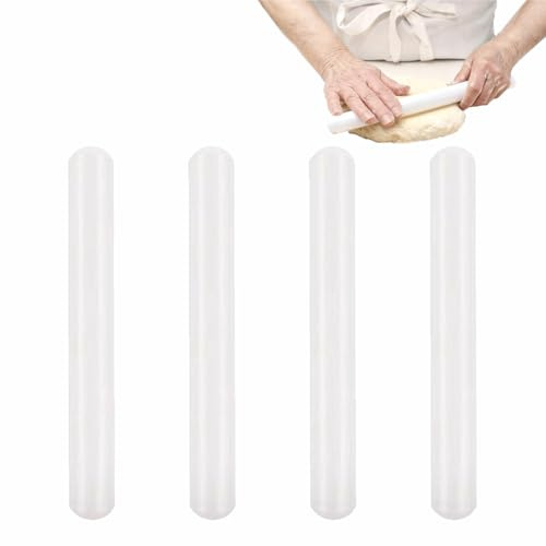 CTForest 4 Pièces Rouleau en Plastique PP Antiadhésif, Rouleau à Patisserie Lisse, pour Pâte, Pizza, Tarte et Biscuits, 23 cm(Blanc)