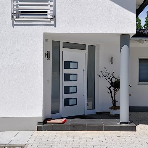 QJBSAVVA Weiße Haustür mit Zarge 100x200 cm aus Aluminium-PVC Kombination 5-Wege-Sicherheitsschloss Energieeffizienz UD 1,3 für Eingangsbereich, Nebeneingang und Gartenhaus