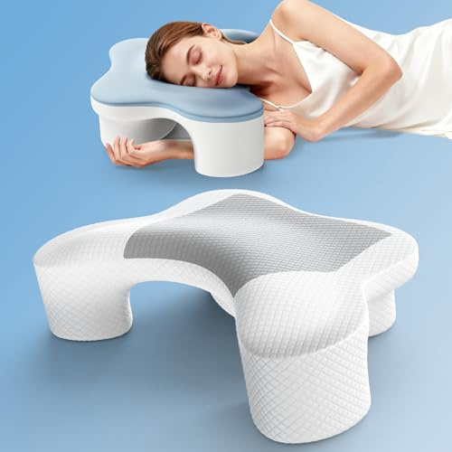 Ergonomisches Seitenschläferkissen Mit Armloch – Orthopädisches Nackenstützkissen Aus Memory-Schaum Für Nacken Und Schultern – Kissen Für Seiten-, Rücken- Und Bauchschläfer – 2 Waschbare Bezüge
