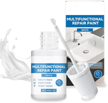 Feirdhoo Emaille Reparatur Lack 30 ml,Emaille Reparatur Badewannenlack,Fugenfarbe weiß,Badewannenreparatur set von Kleinerer Kratzer und Risse Schäden an Fliesen, Keramik, Waschbecken, Metall, Wänden