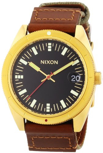 Nixon Herren-Armbanduhr XL Rover Surplus/Gold Analog Quarz Verschiedene Materialien A3551432-00