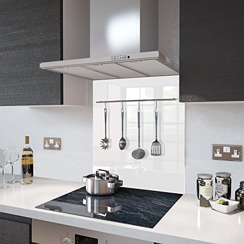 Premier Range - High Gloss White - Utensil Rail - Glass Splashback - 100cm Wide x 75cm High