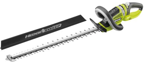RYOBI - 18V ONE+ 55cm cordless hedge trimmer without battery included - Hedgesweep waste collector - Protective sheath - Young hedges, fine twigs, small plants and ornaments - OHT1855R