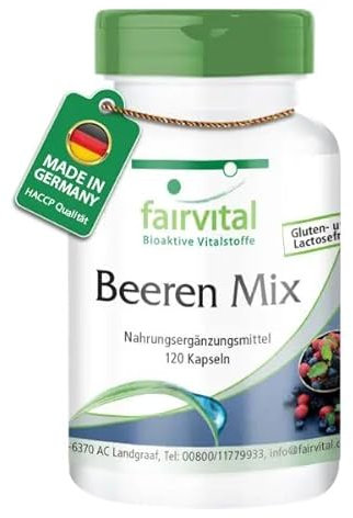 Fairvital | bacche Pur - 1 mese - VEGAN - dose elevata - 120 capsule - 8 bacche Spirulina