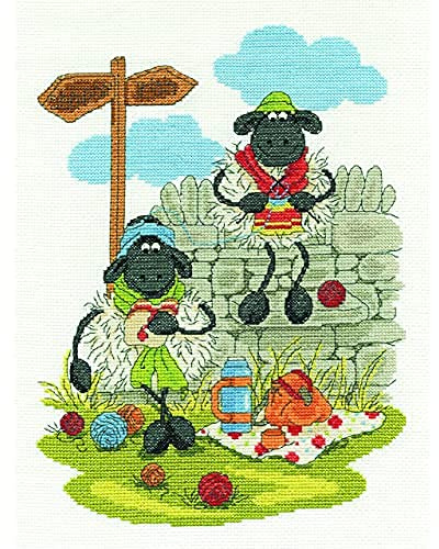 DMC Lunching and Knitting 14 Count Cross Stitch Kit, Multi-Colour