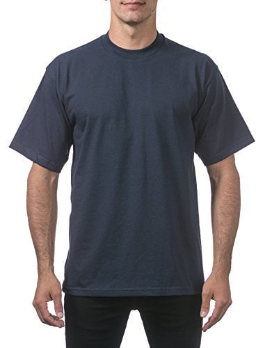 Pro Club Men's Heavyweight Cotton Short Sleeve Crew Neck T-Shirt, Navy, 4XL-Tall, 4xl-t,navy, XXXXL