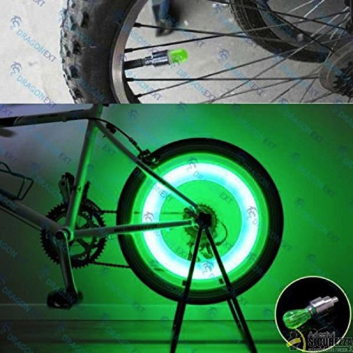 StickersLab – 2 Ventilabdeckungen für Räder und Reifen LED grün mit Batterien universal Fahrrad Auto Motorrad