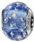 Thabora charms coulissant argent rhodié (Argent 925‰ + protection Rhodium) Murano bleu clair avec bulles + suédine (offerte) + Certificat d'Authenticité Argent 925‰