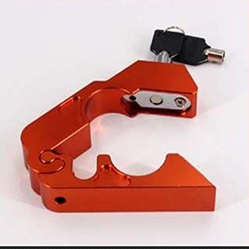 SUNDELY® Motorcycle Scooter Handlebar Grip Throttle Brake Lever Lock Anit Theft Vehicle Safety Security Caps-Lock CNC Aluminum Alloy (Orange)