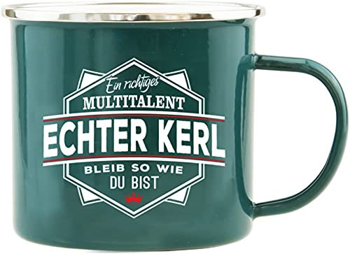 History & Heraldry Echter Kerl - Emaille Becher Multitalent - individuelle und personalisierte Tasse mit Name und Spruch