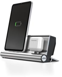 udoq 250 USB-C Ladestation aus Aluminium mit 2 Ladeplätzen und 68W Schnellladen, modulares Starter-Set erweiterbar, Ladehub für Smartphone & Mobile Geräte, Silber eloxiert