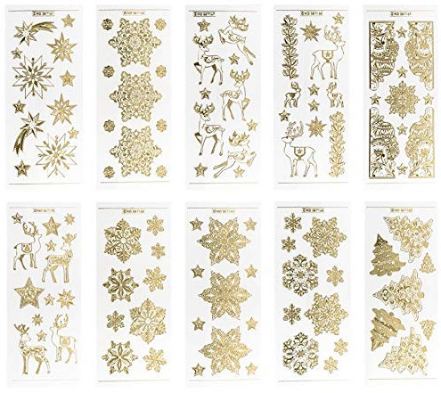 Ideen mit Herz Gravur-Sticker, transparent/gold, 10 Bogen à 10 x 23 cm | Goldene Aufkleber zum Basteln & Dekorieren | Geburtstag, Weihnachten, Rente & mehr (Winter & Weihnachten 1)