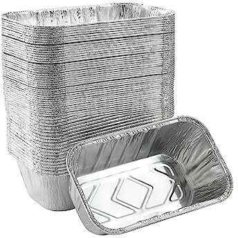 Waytiffer (50 Pack) 1Lb mini Loaf Pans Heavy Duty Disposable Aluminum Foil Bread Tins Standard Size 6 X 3.5 X 2.5 Oven Safe Sturdy Small Bread Tin Pans 1 Pound Loaf Pans