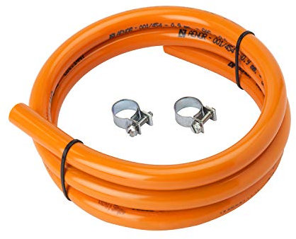 MIRTUX Kit 1 Gasschlauch für Butan | Maße: 1,3 Meter Länge und 0,9 cm Innendurchmesser | Hochwertiger Butan-Gummischlauch