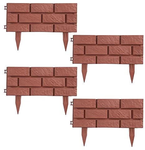 HTI living Beeteinfassung Steinmauer 4-teilig Nessa Beetbegrenzung Beetumrandung Terracotta