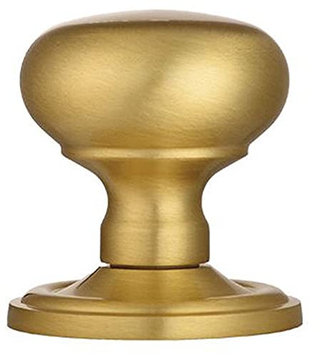 Pair - Mushroom Mortice Door Knob - 59mm Dia - Concealed Rose - Satin Brass | Traditional Interior Door Mortice Knob - Lock or Latch Mechanism Inset into Door - Sprung Turn Handle