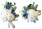MAFELOE Künstliche Ansteckblume für das Handgelenk, Boutonniere-Set, Bräutigam, Bräutigam, Braut, Brautjungfern, Hochzeit, Blumen, Zubehör, Abschlussball, Party, Anzug, Dekoration, Blau und Weiß, 2