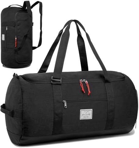 Lyweem Reisetasche für Herren, 60 l, große Größe, für Damen, Wochenend/Übernachtung, multifunktionale Turnbeutel, Schwarz , L, Reisetasche, Sporttasche, Turnrucksack, Workout, Reisen, Camping, Wandern