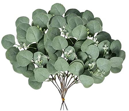 Hitopin 15 Stücke Künstliche Pflanzen Eukalyptus, Zweige Eukalyptus Pflanze, Künstlich Eukalyptus Zweige, Eukalyptus Pflanze Bulk, für Hochzeit, Garten, Haus, Büro, Indoor Outdoor Dekoration (Grün)
