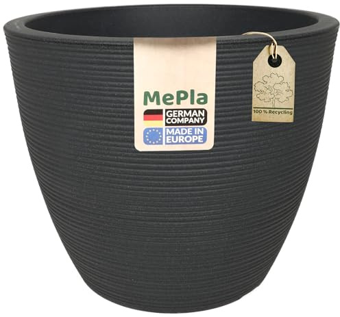 MePla Blumentopf Milano - runder Pflanzkübel - wetterfestes Pflanzgefäß - UV-beständiger Blumenkübel - Pflanzentopf - Kübel - ø33 - anthrazit