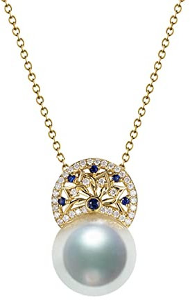AmDxD Jewellery Set, Gold 18K 750 Necklace Earrings Tree of Life with Natural Pearl, Birthday Gifts for Women, Mother, Girlfriend, Real Gold Series, 18K Yellow Gold, Pearl