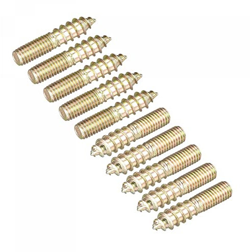 sourcing map 50 Stück Doppelgewinde Stockschrauben Dübelschraube Holzgelenk M5x25mm