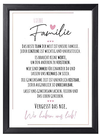 Definition Poesie Kunstdruck-Poster | Weihnachtsgeschenke Familie Geschenk | Wandbilder Wohnzimmer | Weihnachten Geschenke für Familie Geburtstag | Wanddeko Deko Wohnzimmer | DINA A4 mit Rahmen