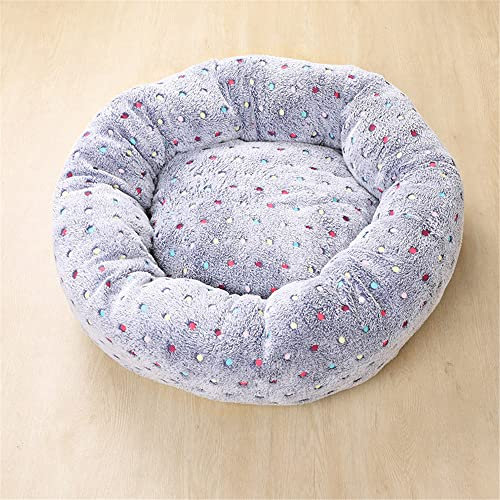 Lukery Hundebett Katzenbett Flauschig Rund aus Plüsch, Kuscheliges Donut Hundekissen und Katzenkissen Weiches Plüsch Hundeliege für Kleine, Mittelgroße und Große Haustiere (40CM,Tupfen)