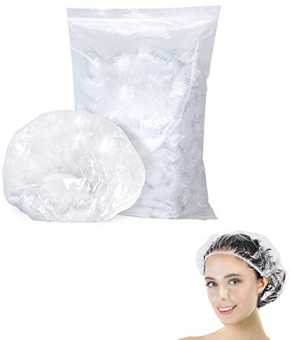 SJBAUTYO Cuffie Doccia Monouso - Cuffie da doccia monouso Elastico Bagno Cuffie da doccia per Hotel - cuffie monouso in PE, Cuffiette da Doccia - ideali per doccia di Hotel, Spa, Parrucchiere (100 pz)