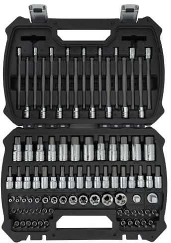 MichaelPro MP012018 86-pc Master Socket Set, SAE and Metric Hex Bit, Tamper Proof and Long Torx Bit, External Sockets and Adaptors, Hex and Torx Socket, Storage Case