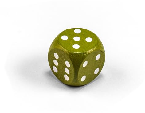 Waldfelsen Einzelne Bunte Holzwürfel Augenwürfel aus Holz in 20 frei konfigurierbar | Spielmaterial Zubehör Würfel 16 mm W6 D6 Standardgröße Knobel Dice 6-seitig (Oliv-weiß)