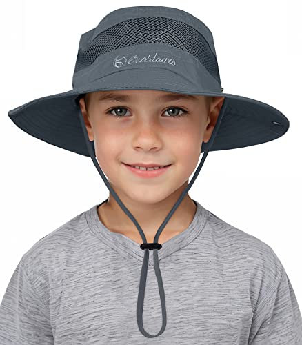 Durio Sonnenhut Kinder Uv Schutz Sonnenmütze mit Kinnriemen Kinder Fischerhut mit Nackenschutz Kinderhut Atmungsaktiv Sonnenschutz Sonnenhut aus Baumwolle für Jungen 4-12 Jahre
