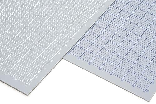 Wave Material Series OM-408 Plastic Plate B5, Gray, 0.04 in (1.0 mm) Thickness (with Graduations: Blue) Set of 2 Hobby Materials