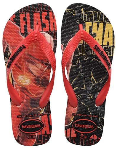 Havaianas - Top Heróis DC, Bequeme, Robuste und Leichte Badelatschen mit Helden- und Schurken-Sohlen, Unisex Erwachsene, Weiß Rot Chinesisch Schwarz, 41/42 EU