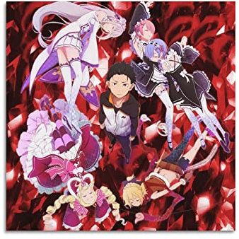 xze Anime Re Zero Poster, Raumdekoration, Leinwand, ästhetisches Poster, Druck, Wandkunst, Dekoration, Poster, 30 x 30 cm, ungerahmt
