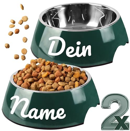 ne&no® Futternapf 2er Set für mittelgroße und große Hunde [Gr. L / 700 ml] Hundenapf personalisiert rutschfest | Hundenapf Grosse Hunde | Futternapf Hund (L - Forrest Green)