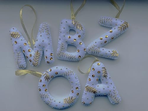 Handmade felt Christmas decorations Christmas tree ornaments personalised name initials (P)