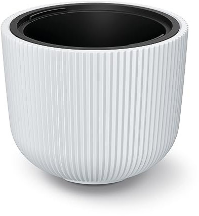 HappyFlower Blumentopf Modell Nr. PRX004 Größe 40 cm Pflanzkübel aus Kunststoff inkl. Einsatz, Runde Form, Übertöpf (Weiß, ⌀ 39,1 cm, H 32,1 cm)