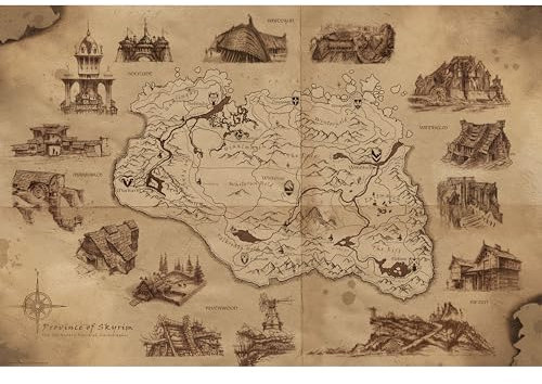 GB eye - Skyrim Poster Karte Illustriert (91,5 x 61 cm)