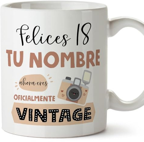 MUGFFINS Tazas Personalizadas Cumpleaños - En Español - Oficialmente Vintage - 11 oz / 330 ml - Regalo personalizable original y divertido
