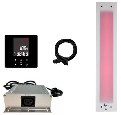 SET frameless InfraROTmed MAX© Tiefenwärmestrahler + Steuerung icon 1 TOUCH, Infrarotstrahler für Sauna und Infrarotkabine, Vollspektrumstrahler (500W + Steuerung)