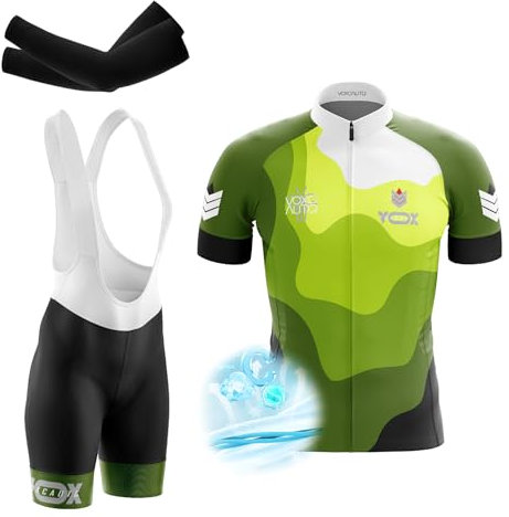 Conjunto Ropa Ciclismo Hombre Maillot Bici MTB Verano,Traje Ciclista Manga Corta Camiseta + Manguitos Ciclistas de protección Solar Ice Silk (M,Typ-2)