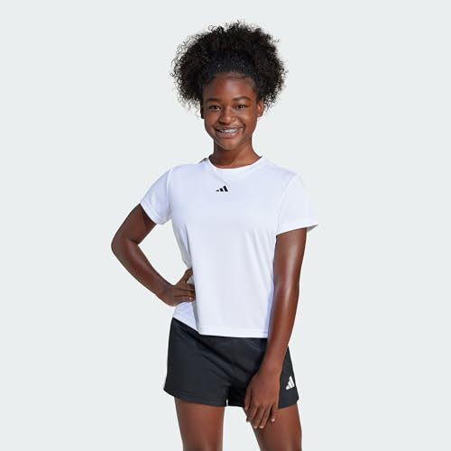 adidas Mädchen Train Essentials Regular Fit Logo Training Junior Girls Shirt, White/Black, 11-12 Years